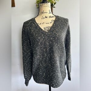 LOFT sweater v neck metallic spotted balloon sleeves shabby chic holiday festive
